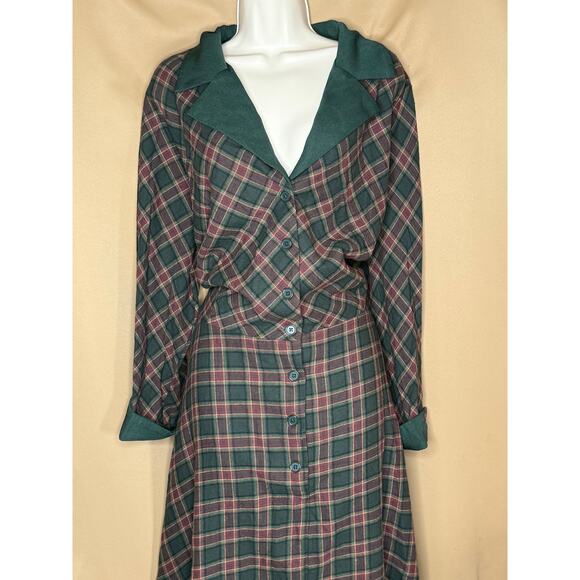 Unique Vintage Green Plaid Tartan Dress 5X NWOT - Picture 4 of 9